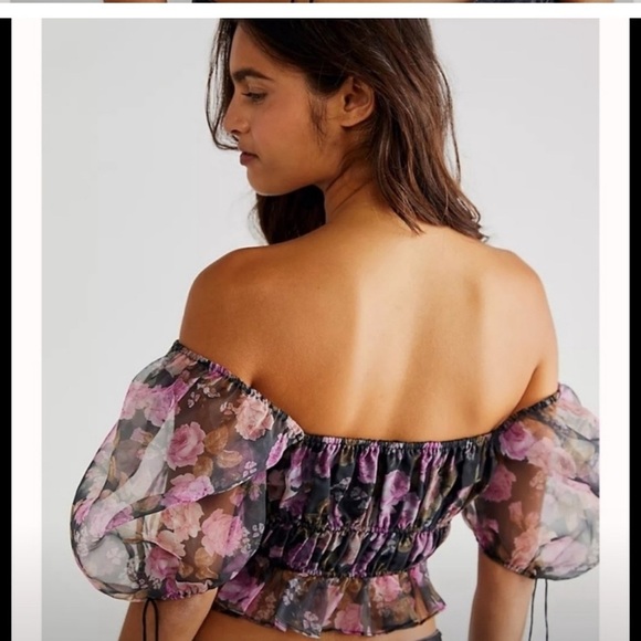 NWT For Love and Lemons Floral Puff Sleeve Sunshine Crop Top | Small | $159 - Picture 3 of 5